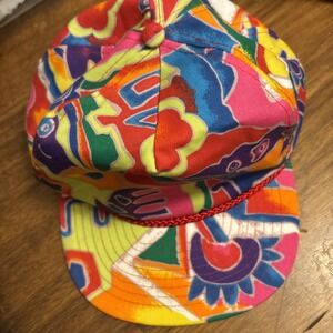 Vintage Abstract Multi-color Retro 1990's Beach Hip Hop Hat/Cap by Nissin